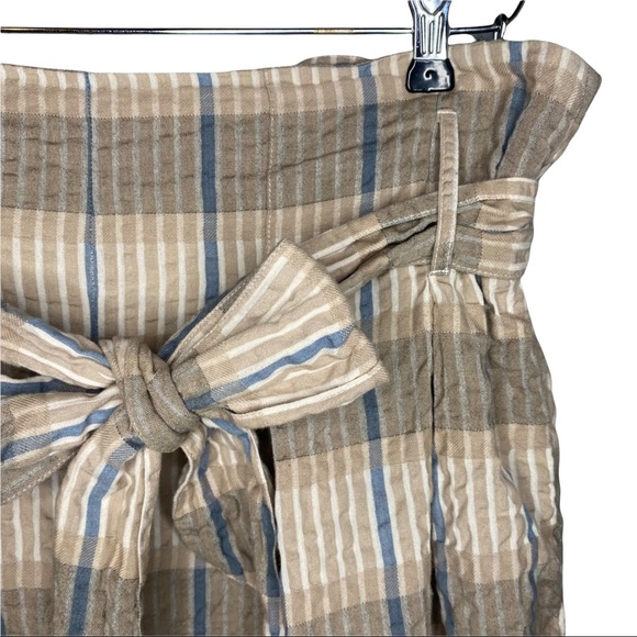 Free People Plaid High Rise Paperbag Tie Waist Shorts M - Picture 3 of 9